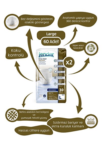 JENDER Emici Külot L 30'lu 2 Paket 60 Adet