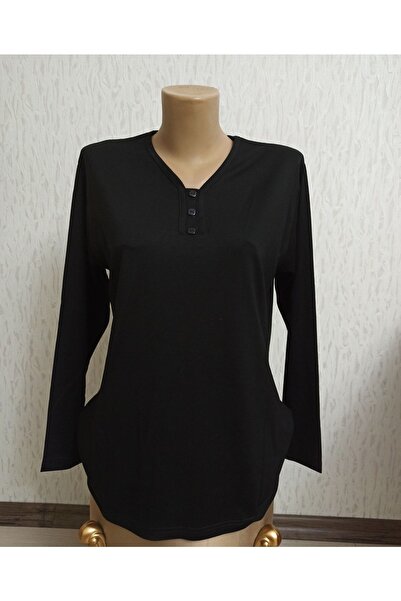 Ön-Er Giyim V-Neck Buttoned Lycra Mother's Combed Cotton Blouse