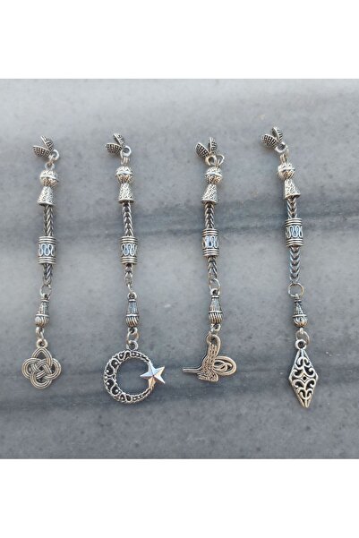 THAD 4 lü Tesbih püskülü doğaltaş epoksi kehribar Tesbih Püskül