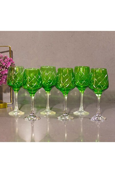 sudeka 6 Parça Kristal Kesme Renkli Cam Bardak 295cc