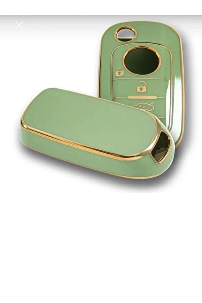GMA KEYS Husă pentru chei Fiat Egea Green Gold Nano - 3 butoane, bas, prima calitate