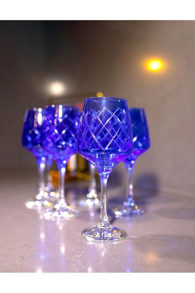 sudeka Colorful Crystal Cut Glass Water Set for 12 People - 37 Pieces