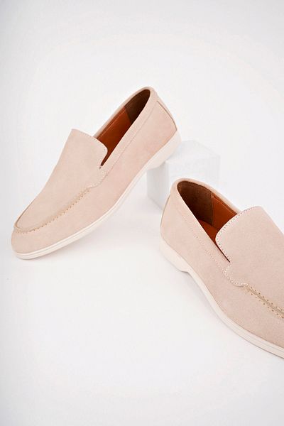 Deripabuc Men's Leather Casual Shoes - Genuine Leather and Sand Suede, Mrd25-0530