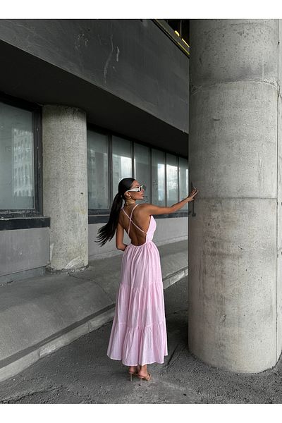 Ekim Store Rochie maxi cu bretele - Detaliu volant