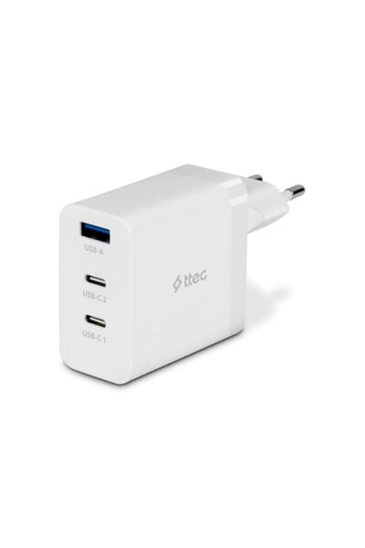 Ttec Süper Hızlı Gan 65w 2x Pd Type C Ve 1x Usb Girişli Şarj Aleti, Akım Ve Isı Korumalı Şarj Adaptö