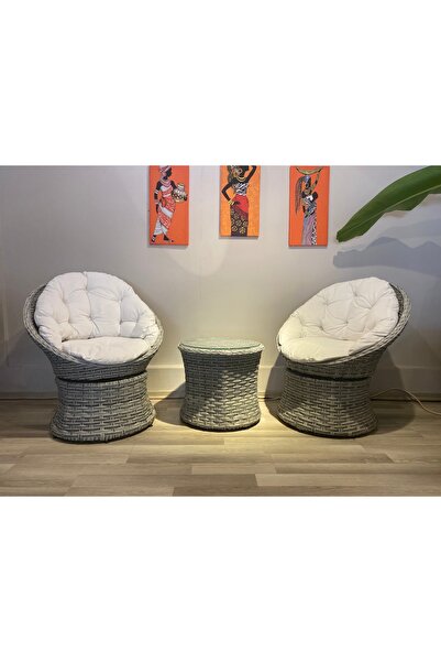 ALKANAT MOBİLYA DÖNER RATTAN ÇAY SETİ