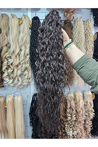 AKOLİFE Păr cu coadă de cal cu cataramă ondulată maro închis - volum suplimentar