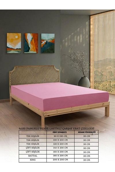 ROZET TEKSTİL Pink Combed Cotton Elastic Sheet Set 100% Cotton Woven Fabric