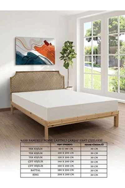 ROZET TEKSTİL Krem Pamučni džersej Čaršav sa lastišem Pamuk komad tkanine jed...