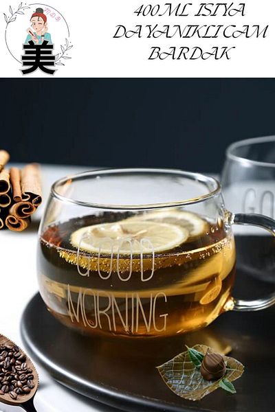 FORSEİ LUCA 400 ml Heat Resistant Good Mornin Printed Mug Cup Tea Coffee and Cold Soft Drink Cup 1 Piece