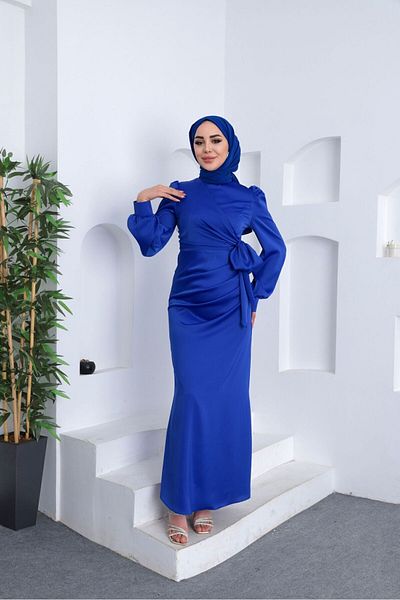 modasusev Βραδινό φόρεμα Hijab με πλαϊνή δέση