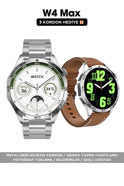 Teknodrone W4 Max Akıllı Saat Android ve İos Uyumlu 3 Kordon Hediyeli