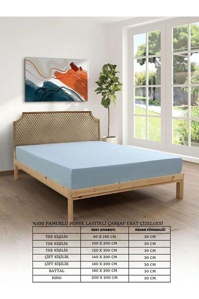 ROZET TEKSTİL Țesătură din bumbac pieptănat 100% bumbac - cearșaf de pat elastic simplu/dublu