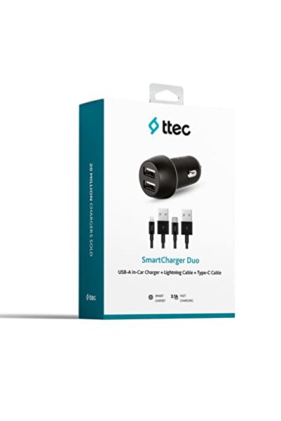 Ttec Şarj Akım Korumalı Type-c Ve Iphone Kablolu 15.5w Araç Şarj Başlığı Set Tüm Araçlara Uyumlu