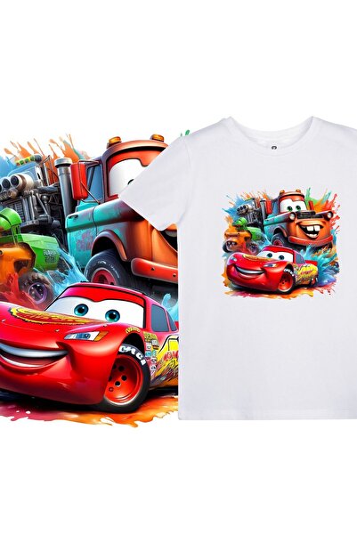 EZ Design تي شيرت مطبوع عليه سيارات لايتنينج ماكوين