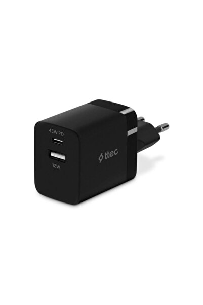 Ttec Polham Ttec PD 45W 1x Type C ve 1x USB Girişli Şarj Adaptörü, Akım ve Isı Korumalı Süper Hızlı Başlı