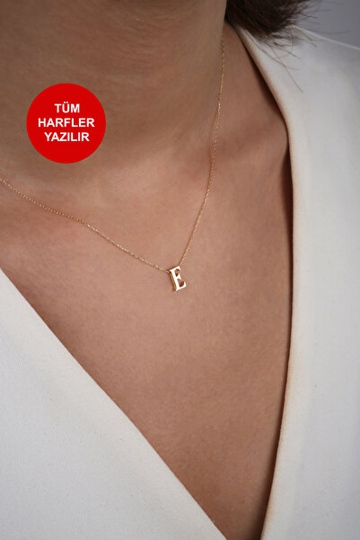 DİAMİNE PIRLANTA 14 Ayar Altın 3 Boyutlu E Harf Kolye