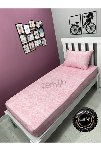 Çetinhome Single Fabric Fitted Sheet Set - 3 Size Shadow Powder