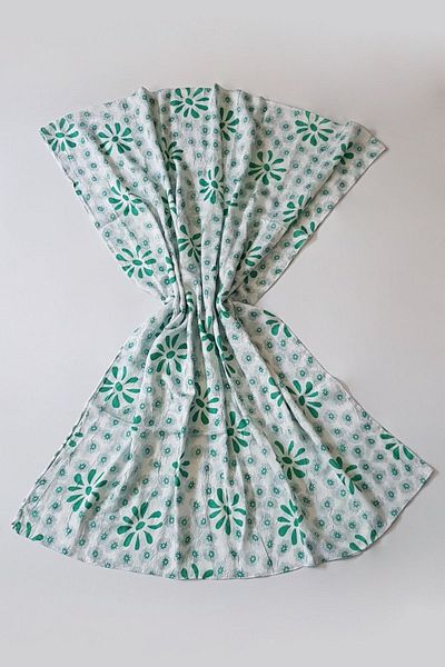 Modakaşmir Green Vintage Daisy Patterned Bamboo Shawl