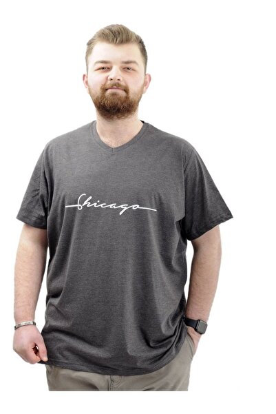 SuperXL Tricou Chigaco cu decolteu în V - Mărime Plus, Antracit 24057