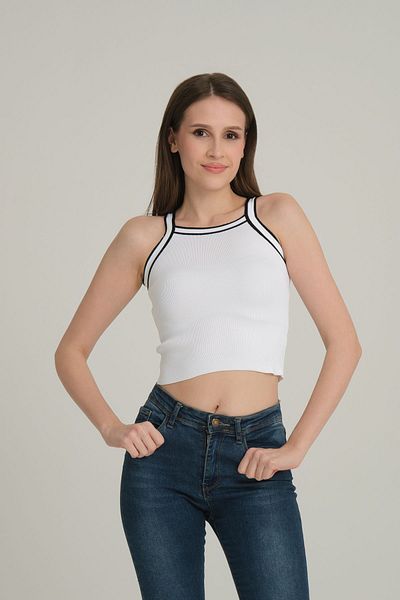 İLKCET MODA Γυναικεία πλεκτά White Crop