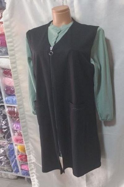 fürizan BLACK V-NECK Large Size VEST WITH ZIPPER 2 POCKETS HANDY QUALITY LOVELY STYLISH