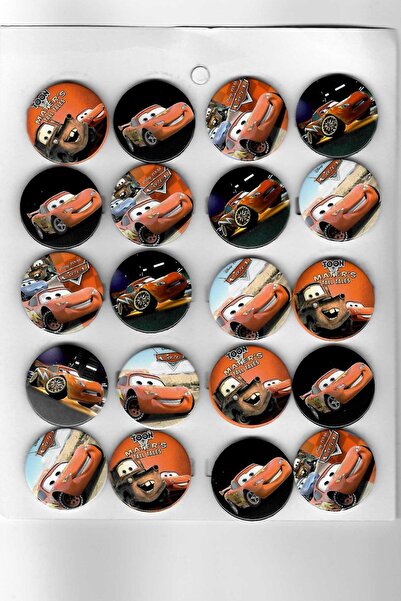 PartylandTR 10 Adet Cars Arabalar Şimşek Mcqueen Parti Rozeti Hediyelik