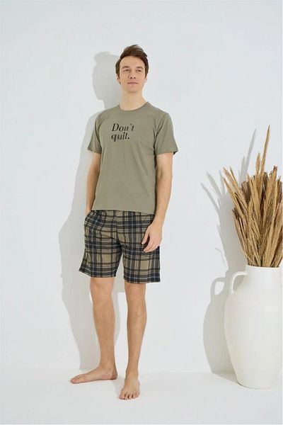 Pijaman Men's Khaki Pajama Set - 6175-2 with Pockets and Capris