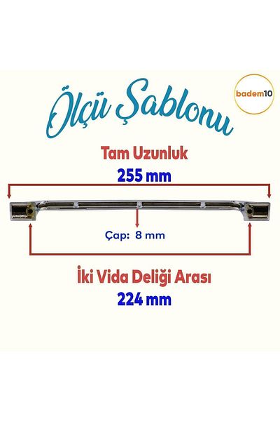 Badem10 Mobilier Bucătărie Sertar Dulap (224 mm/22,4 cm) Mânere Metal Crom Alperen