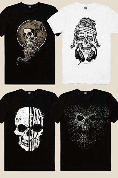 ROCKANDROLL Skull Heads Σετ με 4 μπλουζάκια Super Eco Pack