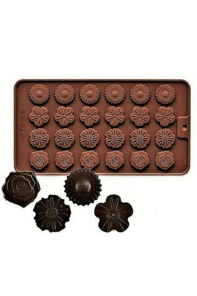 adin tasarım قالب سيليكون على شكل زهرة 24 قطعة من لب حلوى الشوكولاتة وشمعة الصابون المعطرة بالحجر الإيبوكسي قالب الثلج المعجنات