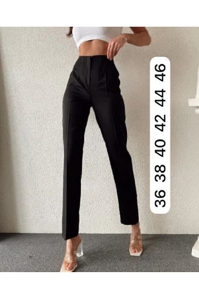 Butik Karaca COPY - Palazzo Ultra Black Crepe Fabric - High Waist Trousers