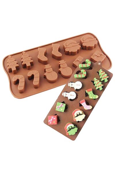 adin tasarım قالب سيليكون للعام الجديد 12 قطعة سانتا كلوز السنة الجديدة حلوى اللب شمعة الصابون المعطرة حجر المعجنات قالب الشوكولاته