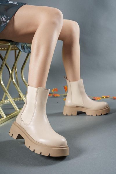 Riccon Γυναικείες μπότες Chealsea Nude Color - Ελαστικές, Μοντέλο 0012180