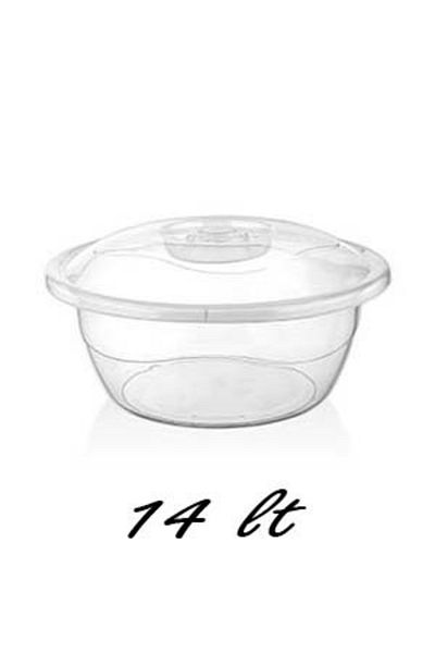 almital mobilya aksesuarları furniture accessories 14 Liter Plastic Dough Basin with Lid - Transparent Storage Container (Diameter 41 cm)
