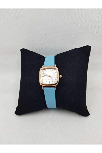 ESRADA ساعة يد نسائية كوارتز ريترو الحد الأدنى من الجلد باللون الأزرق