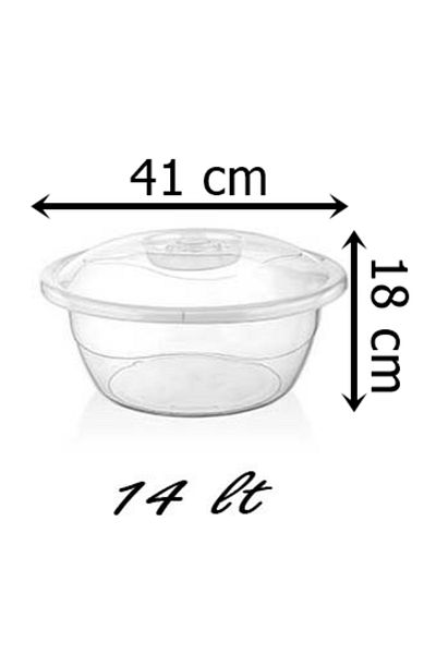 almital mobilya aksesuarları furniture accessories 14 Liter Plastic Dough Basin with Lid - Transparent Storage Container (Diameter 41 cm)