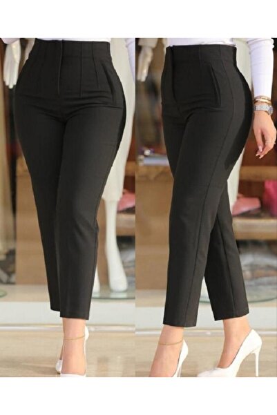 Butik Karaca COPY - Palazzo Ultra Black Crepe Fabric - High Waist Trousers