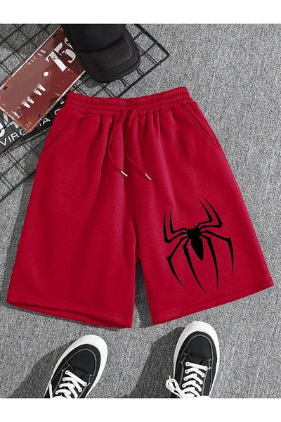 BİQ & TAQ BUTİK Spider Patterned Red Shorts