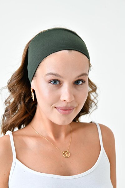 mirach Khaki Wide Hair Bandana | Women's Sports Combed Cotton Comfortable Use with Sweat Absorbing Bandana