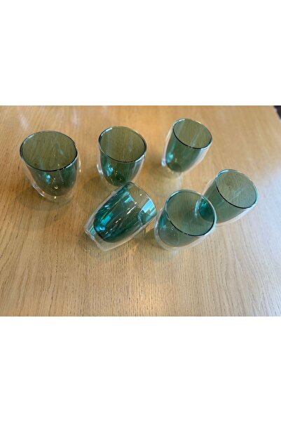 ester Homedecor 6’lı Çift Cidarlı Su Bardağı Yeşil Orta Boy