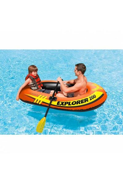 Intex طقم قارب قابل للنفخ Explorer 200 - مضخة مجداف، 95 كجم، 185x94x41 سم