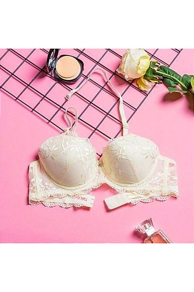 Belvü Ecru Colored - Lace and Underwire Full Padded Laced Luxury Bra