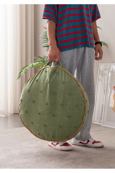 Ottoson Çok Amaçlı Puantiyeli Keten Yer Bahçe Minderi Fermuarlı Iç Dolgulu Yı...