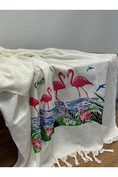Loova Peshtemal din bumbac cu model flamingo - prosop de plajă și de baie