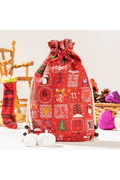 Hilaliart Red Patterned 3 Different Linen Suitcases - New Year's Concept, Organizer