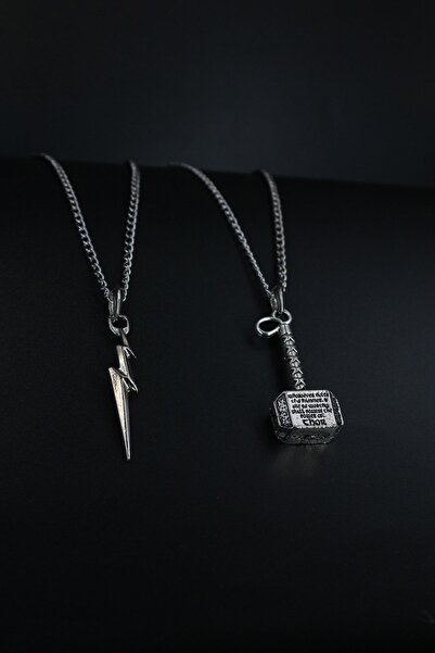 Dukkanka Σετ 2 Κολιέ Κεραυνού και Σφυρί Mjolnir