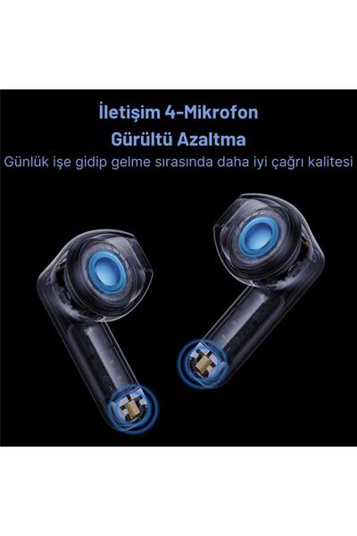 Baseus Dokunmatik Gürültü Engelleme Led Işıklı Oyun Ve Müzik Modlu Bluetooth Kulaklık Uzun Şarjlı