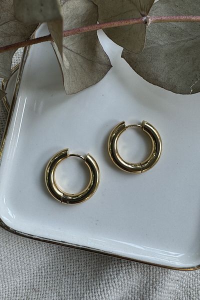 fuya design Basic Pipe Ring with 2cm Steel Earrings