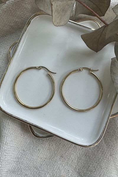 fuya design 3.5cm Thin Hoop Steel Earrings